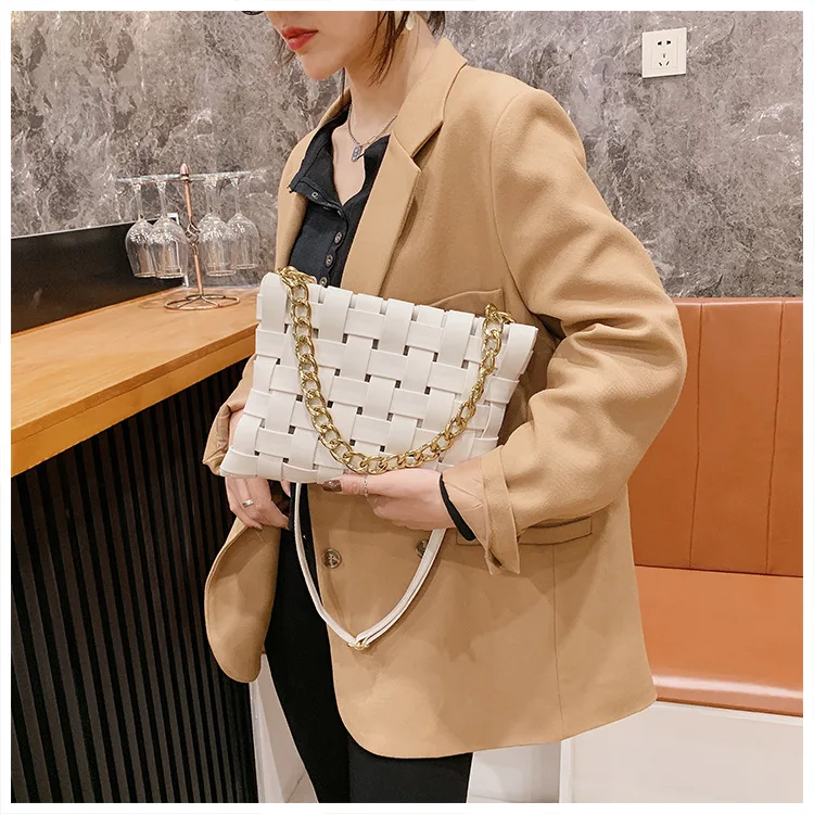 

Trendy Ladies Pu Leather Purses Chain Bags Crossbody Shoulder Bag Woven Handbags, 5 colors