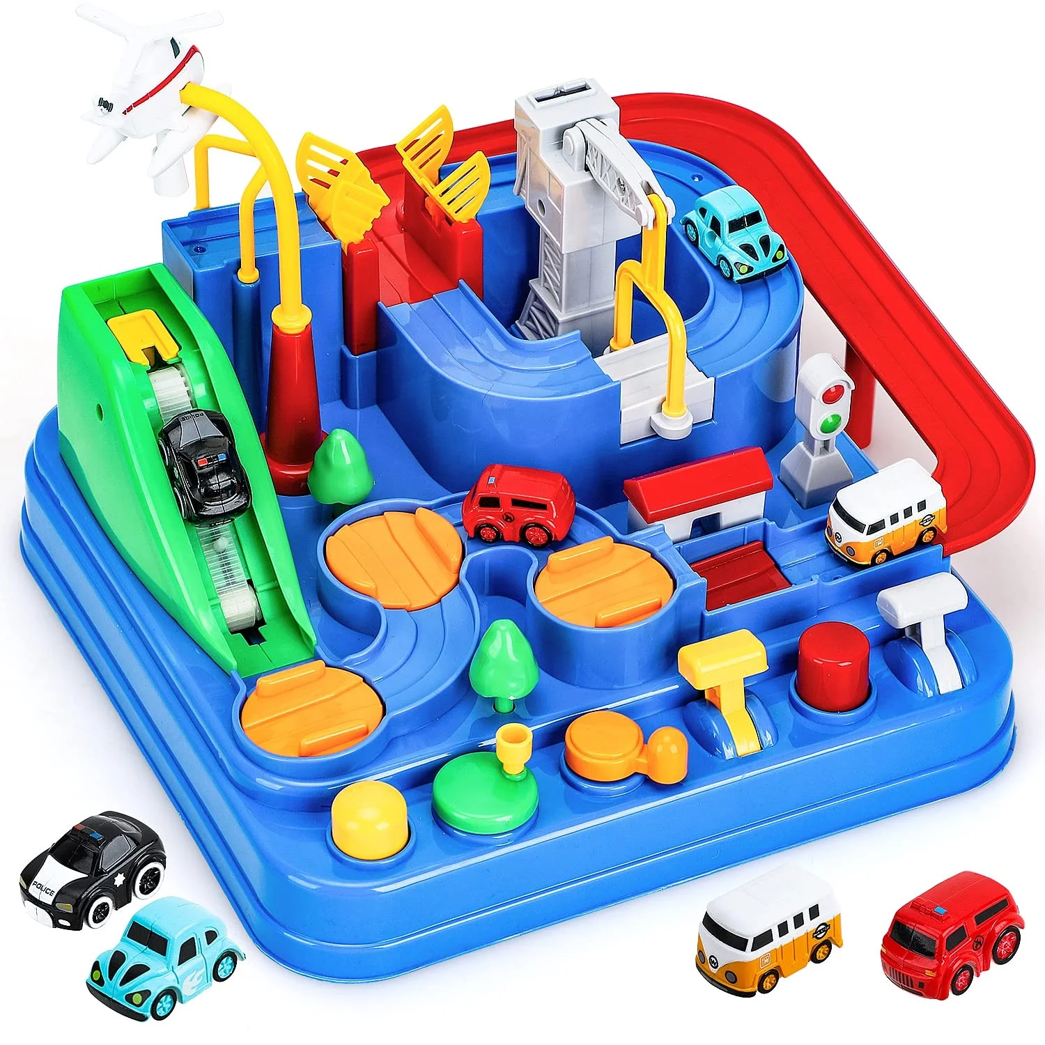 

(Only for US customers)TOY Life Educational Slot Rail Vehicle Parking Lot Game City Rescue Play Set Race Track Car Adventure Toy