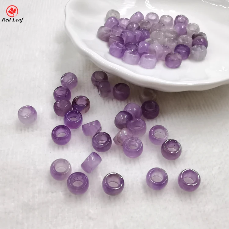 

Loose Gemstone Round Big Hole Natural Gems Crystal Stone Amethyst Beads For Jewelry Making
