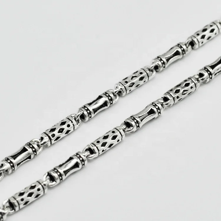 

Spot Wholesale Retro Pure 925 Sterling Silver Men's Long Necklace Jewelry, Retro silver