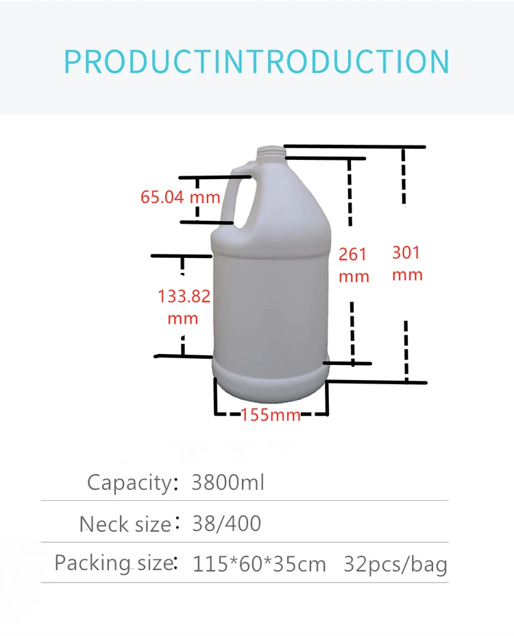 1 Gallon Plastic Solvent Compatible Natural 38/400 F Style Hdpe Bottle