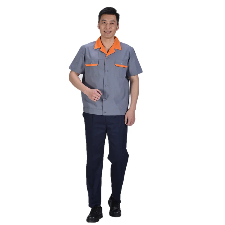 

Best selling Cheap Professional Design Man Safety Coverall Workwear Coverall, Dark grey and orange collar