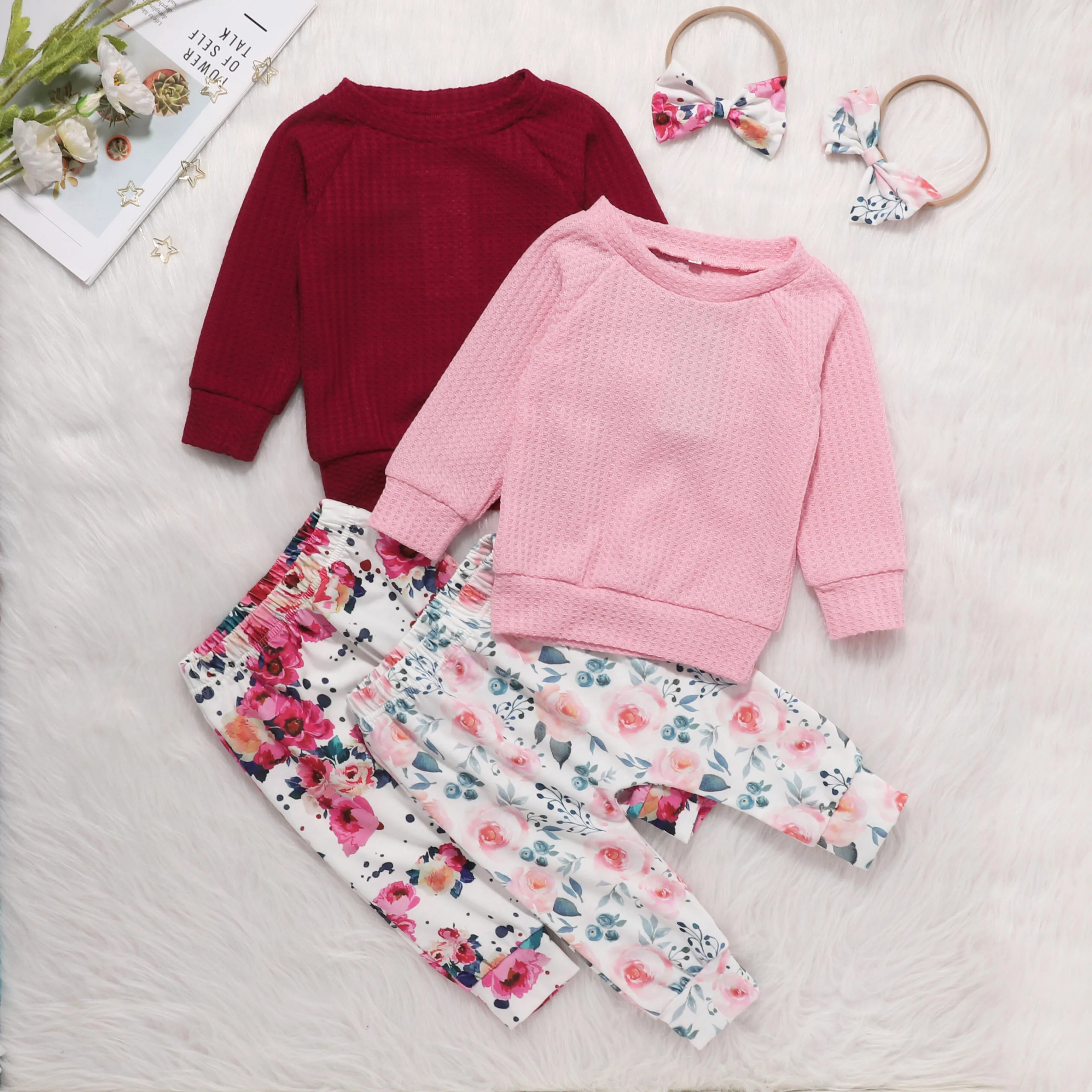 

Wholesale New Fashion Girl Outfits Little Toddler Clothing Fall Autumn Clothes With Headband Children Comfortable 3 Piece set