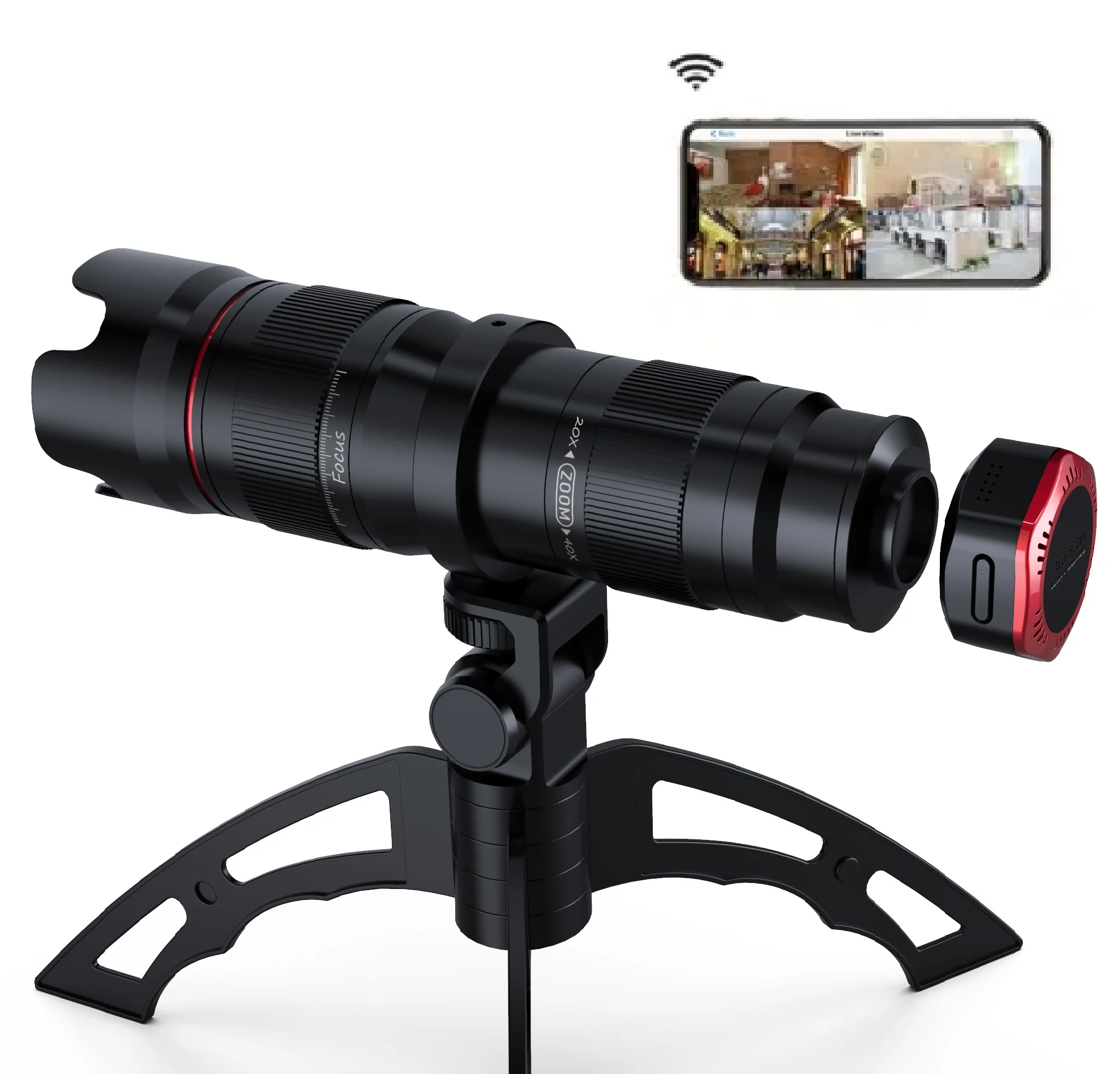 

Digiscoping Adapter Connect Camera WiFi iOS Android Support Direct Viewing On Phone with App Mini WiFi Camera Adapter