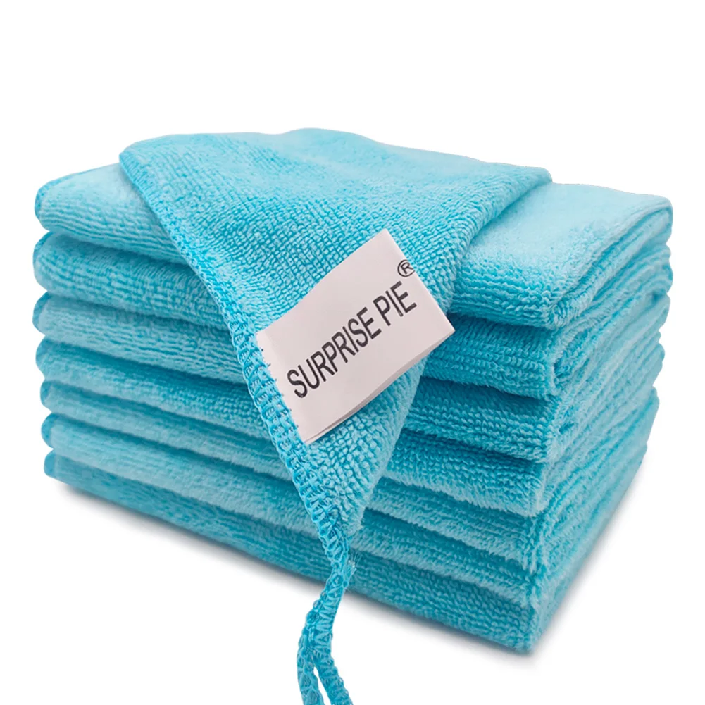 

Microfiber Cleaning Cloth Blue Color Factory Price Never Fading Color 250GSM  8 PIECES/SET Durable Microfiber Washing Rag