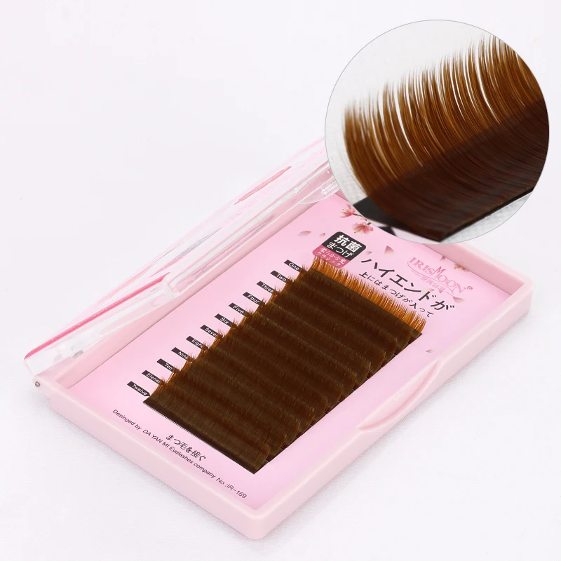 

IRISMOON Easy Fanning Russian Volume Brown Eyelash Extensions Private Label Korean PBT Fiber Synthetic Hair Lashes Extension