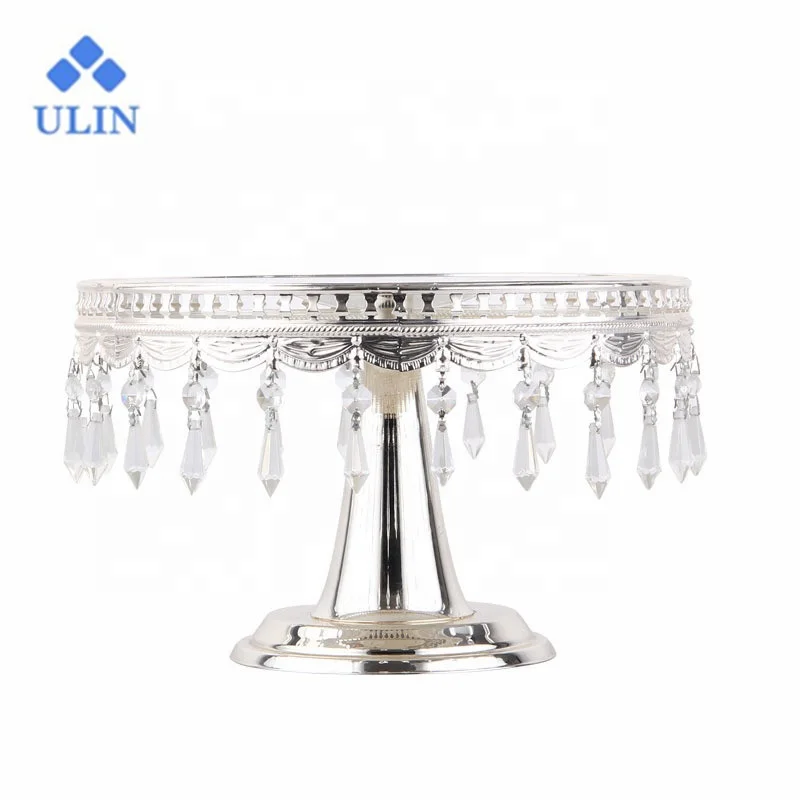 

Iron Base Crystal Cake Stand metal carriage display tray Silver Cake Holder