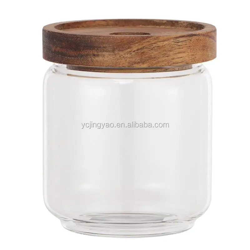 

Transparent High Borosilicate Glass Storage Tanks Portable Grain Container Kitchen Storage Glass Jars with Wooden Lid