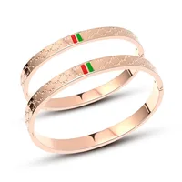 

Factory Wholesale 18K Rose Gold Bracelet Korea Couple Bracelets Double Scripture Titanium Steel Jewelry