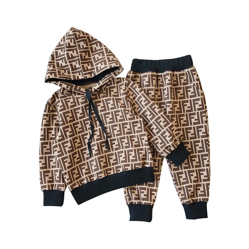 

hot-selling 2020 Autumn Fashion Design letter printed Children 2pcs Sets Wholesale kid hoodies clothing set for 3-8yrs, 2color