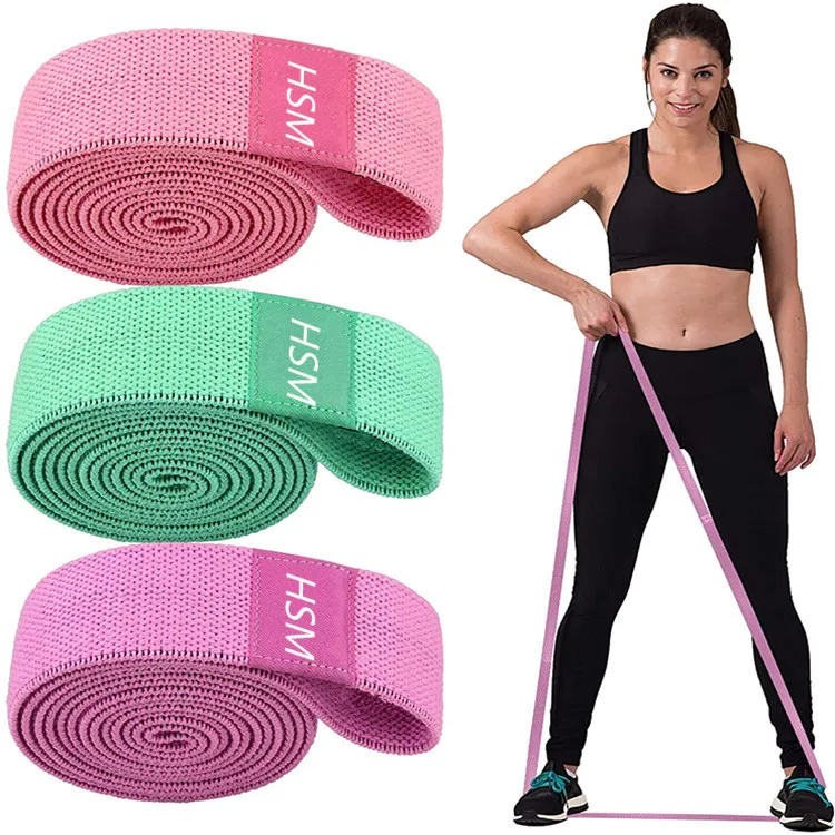 

Factory Custom Logo Non slip 3 Piece Elastic Fitness Fabric Hip Booty Resistance Bands, Candy series and dark series