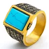 Wholesale fashion New Models stainless steel Wedding ring turquoise stone men's ring