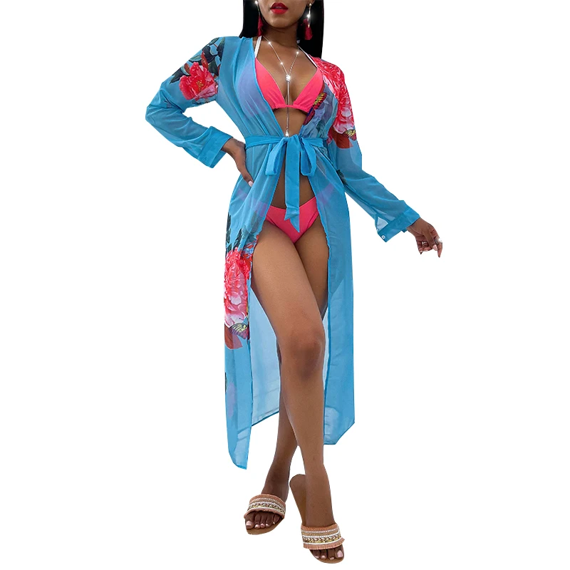 

2021 New Printed Swimsuit Three-piece Bikini Split Swimsuit Women Bikini Set
