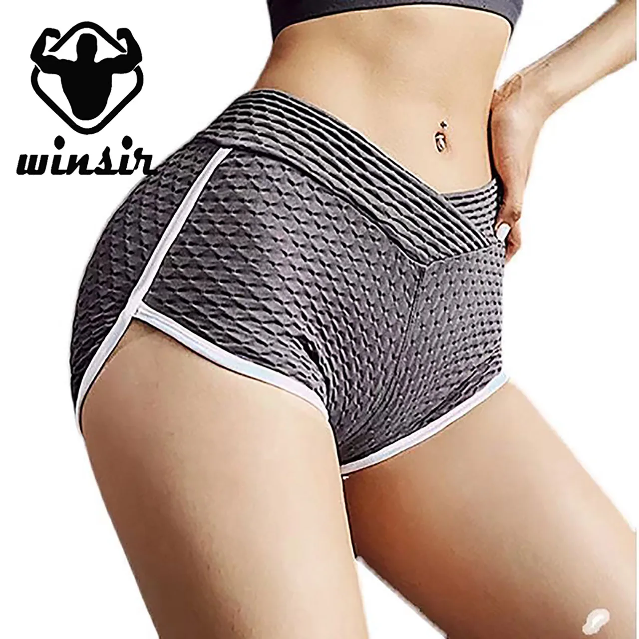 

tik tok V cut Anti-Cellulite Compression Yoga sport Active wear Textured Ruched scrunch Butt Running leggings Shorts for women