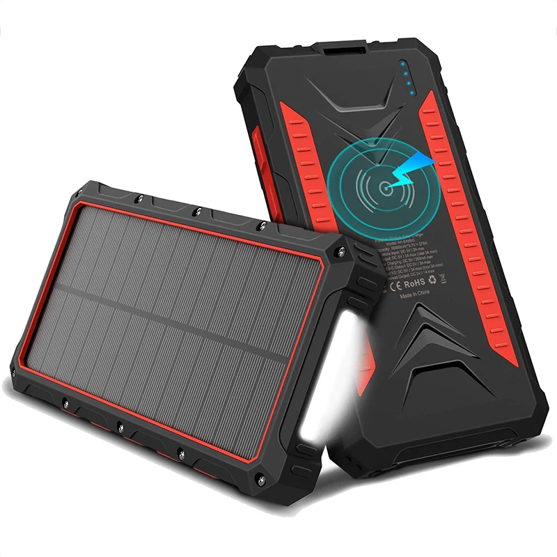 Solar Qi Portable Mobile Fast With Wireless Charger Power Bank