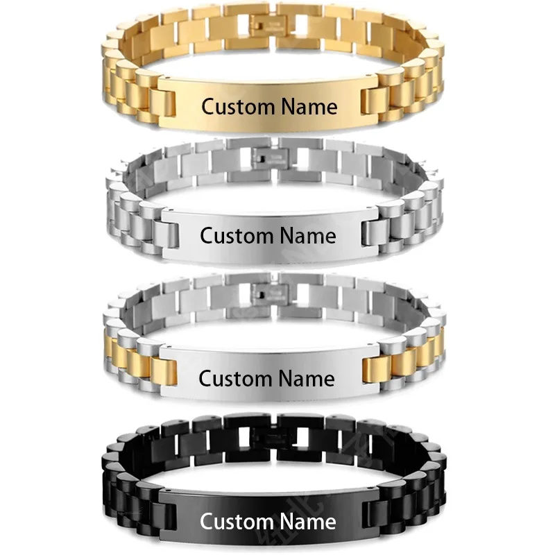

CHENGYI gold bracelets for men designs stainless steel bracelet plated 18k cuff watch band bracelets