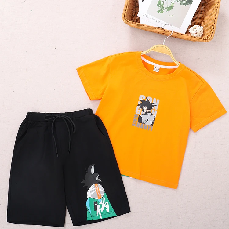 

Kid Tshirt 95% Cotton 5% Spandex Toddler Tee Shirts Children'S T-Shirt Shorts Boy's Clothing Set, Orange , white