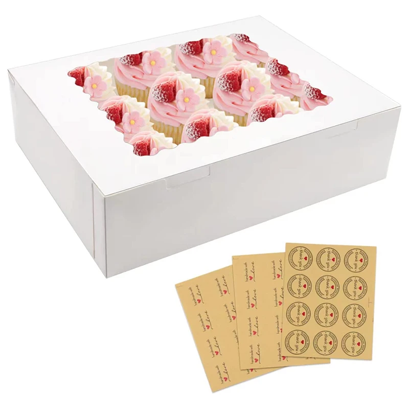 

In Stock 12 Hole Cupcake Boxes Food Grade White Cupcake Boxes With Custom Logo