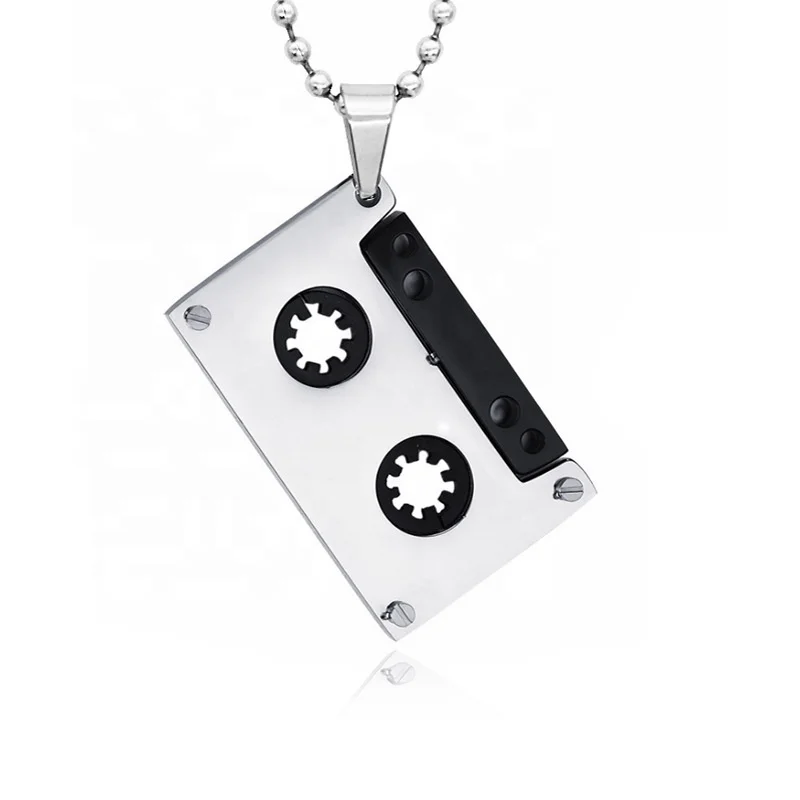 

Vintage Style Hot Selling High Quality Fashion Simple 316L Stainless Steel Tape Pendant Necklace, Silver