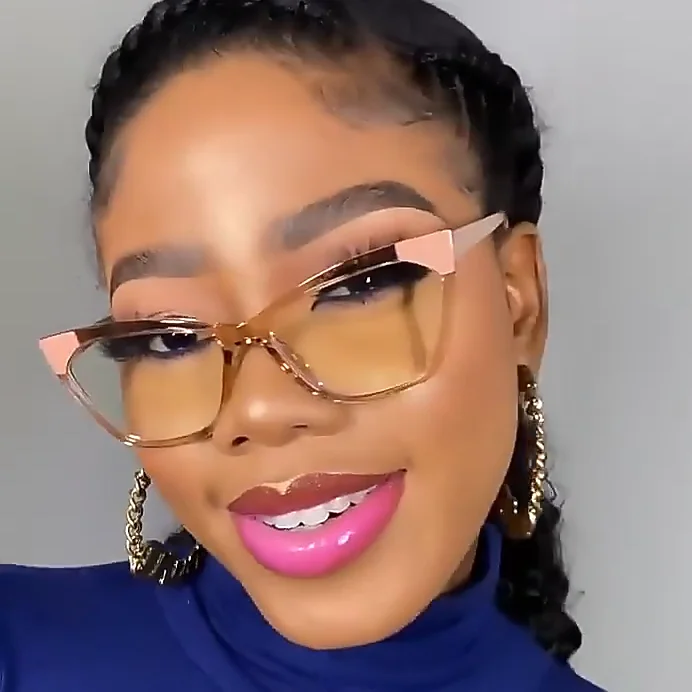 

8882 Vintage Cat Eye Anti-blue Light Eyeglasses For Women New Fashion Elegant Leopard Clear Oversized Computer Glasses Frame
