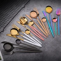 

Amazon Hot Sale Stainless Steel Gifts tableware knife and fork Spoon Set In Box Travel Cutlery Set two piece suit Gold Plated