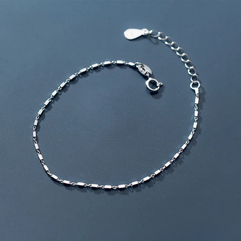 

Hot Selling New Design S925 Sterling Silver Small Square Delicate 925 Sterling Silver Chain Link Bracelet Women Girl Gift S3871