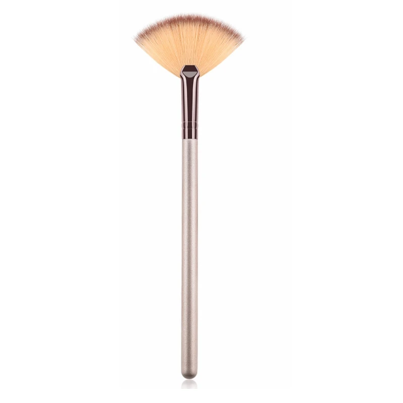 

Mini Mask Applicator Facial Brush Natural Bristle Facial Contour Fan Brush Single highlighter fan Makeup Brush, Champaign gold