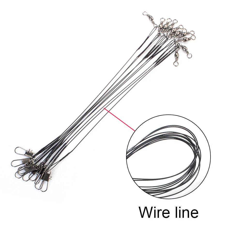 

Newbility 10cm 15cm 18cm 20cm 25cm 30cm fishing wire leader line with interlock snap and barrel swivel, Green,black,sliver