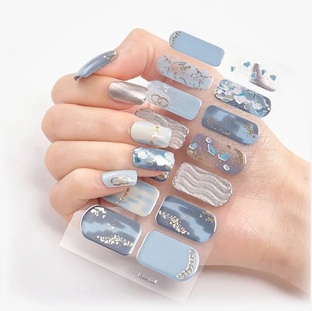 

Wholesale Colorful Design pegatinas para unas Korea Gel Nail Sticker Wraps, 73 colors