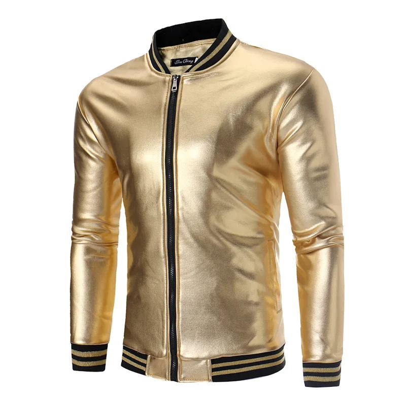 

Wholesale Gold Satin Varsity Custom Men Baseball Jacket