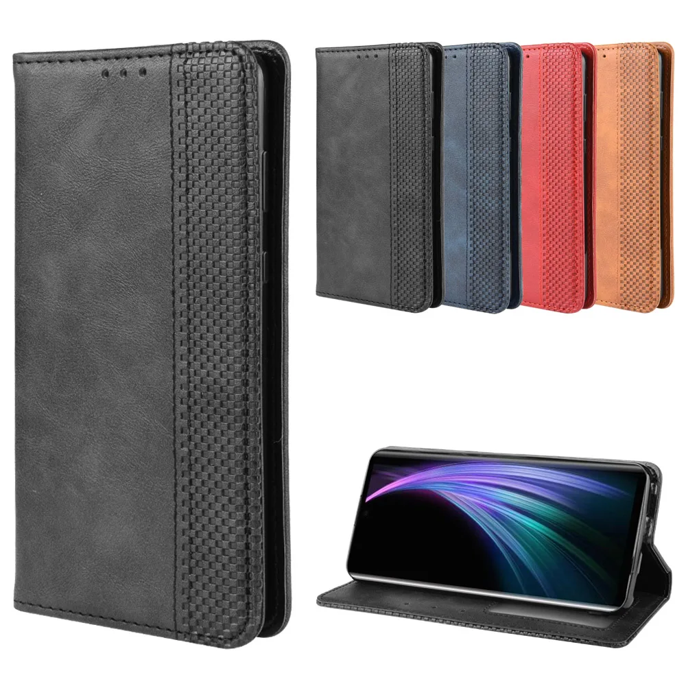 

Retro Card Holder Slot Wallet Stand Leather Wallet Flip Cover Case For Sharp Aquos R5G Zero 2 Sense 3 Lite Plus, As pictures