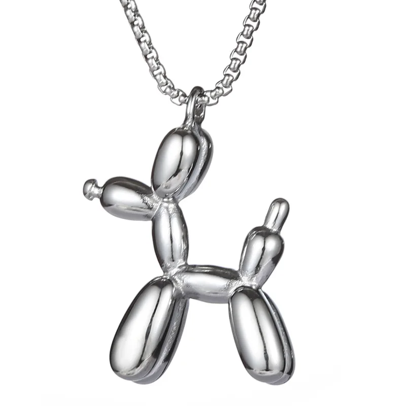 

Hiphop jewelry stainless steel balloon dog pendant necklace