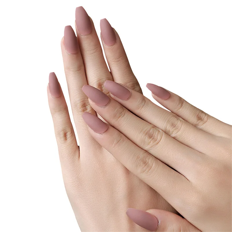 

Wearable Press On Long Full Cover Matte False Nail Tips Pure Color Ballet False Nails, Colorful