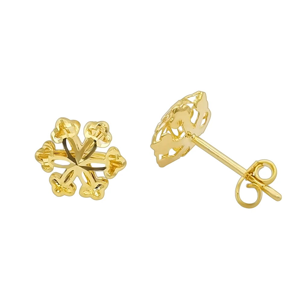 

2020 Free Shipping High Quality 18k Pure Gold Six Leaf Clover Stud Earring, Yellow gold