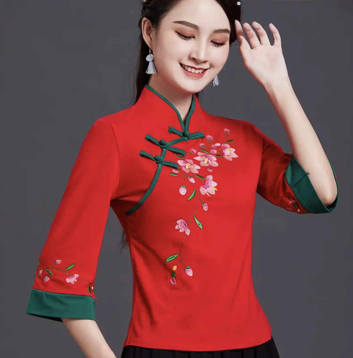Traditional Chinese Clothing Ethnic Style Embroidered Shirt