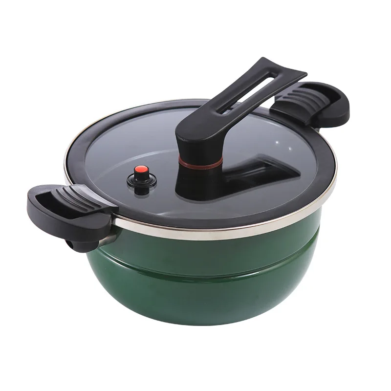 

Multi-functional pressure steamer household enamel non-stick pan Korean style double ear strap steamer Aluminum Cookware Sets, Green, red, yellow