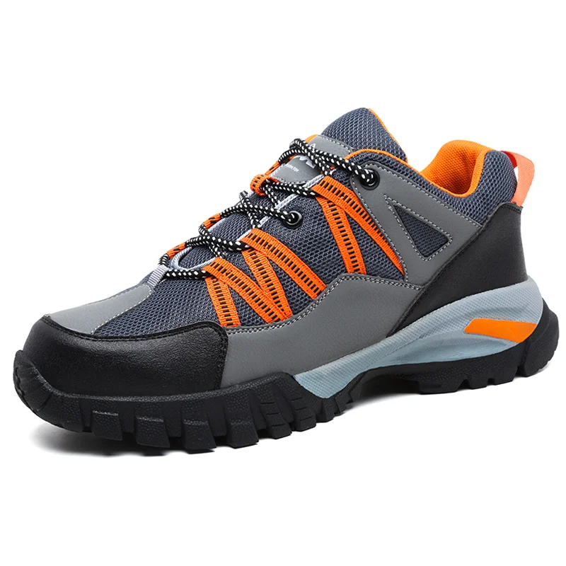 

VOKEA Hiking Work Shoes Light Weight Sport Industrial Man Safety Shoes Casual Safety Shoes With Steel Toe, Grey