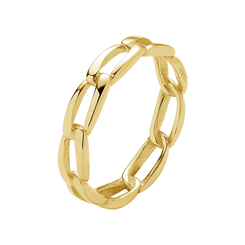

Minimalist Jewelry 18K Gold Plated Jewelry 925 Sterling Silver Open Link Chain Ring For Women
