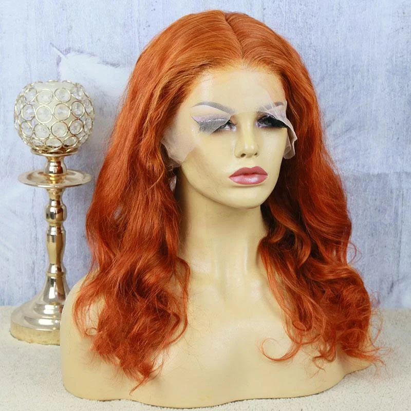 

10a Mink Brazilian Hair Vendor Body Loose Wave Colored Ginger Orange Lace Front Wig Human Hair For Sale European Orange Wig