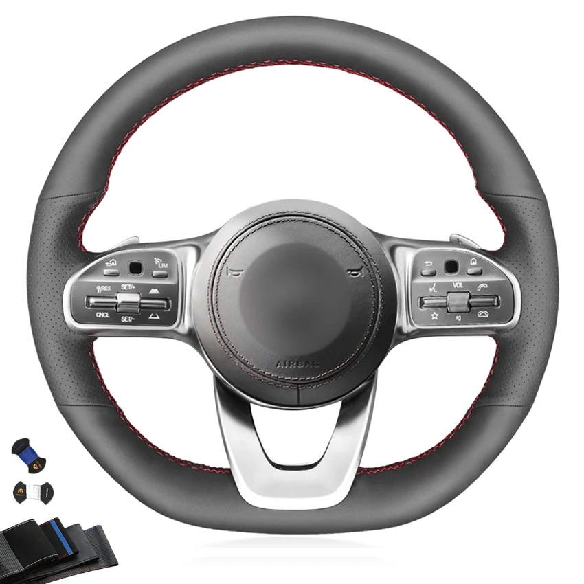 

Hand Sewing Faux Leather Steering Wheel Cover for Mercedes Benz A-Class W177 C-Class W205 E-Class W213 S-Class W222