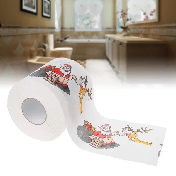 

Paper Roll Tissue Christmas Decorations Xmas Santa Room Toilet Paper Decor, White