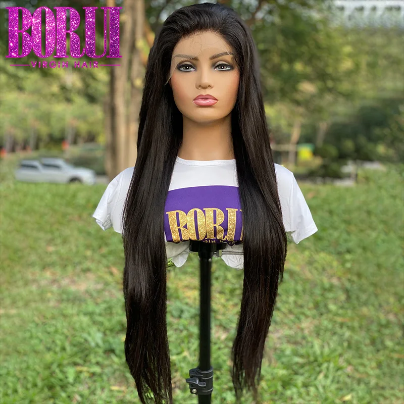 

Borui Hair HD Lace Straight Lace Frontal Wig 100% Human Virgin Hair with Natural Hairline for Black Women