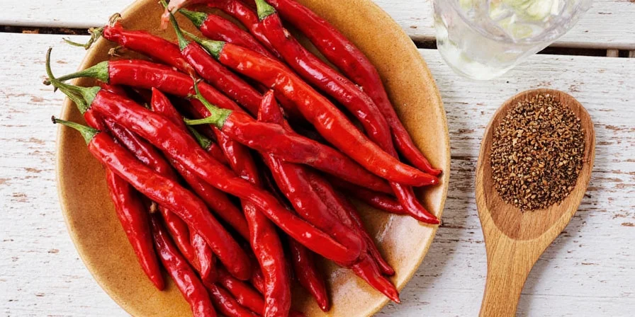 Fresh Anaheim peppers hanging on a plant