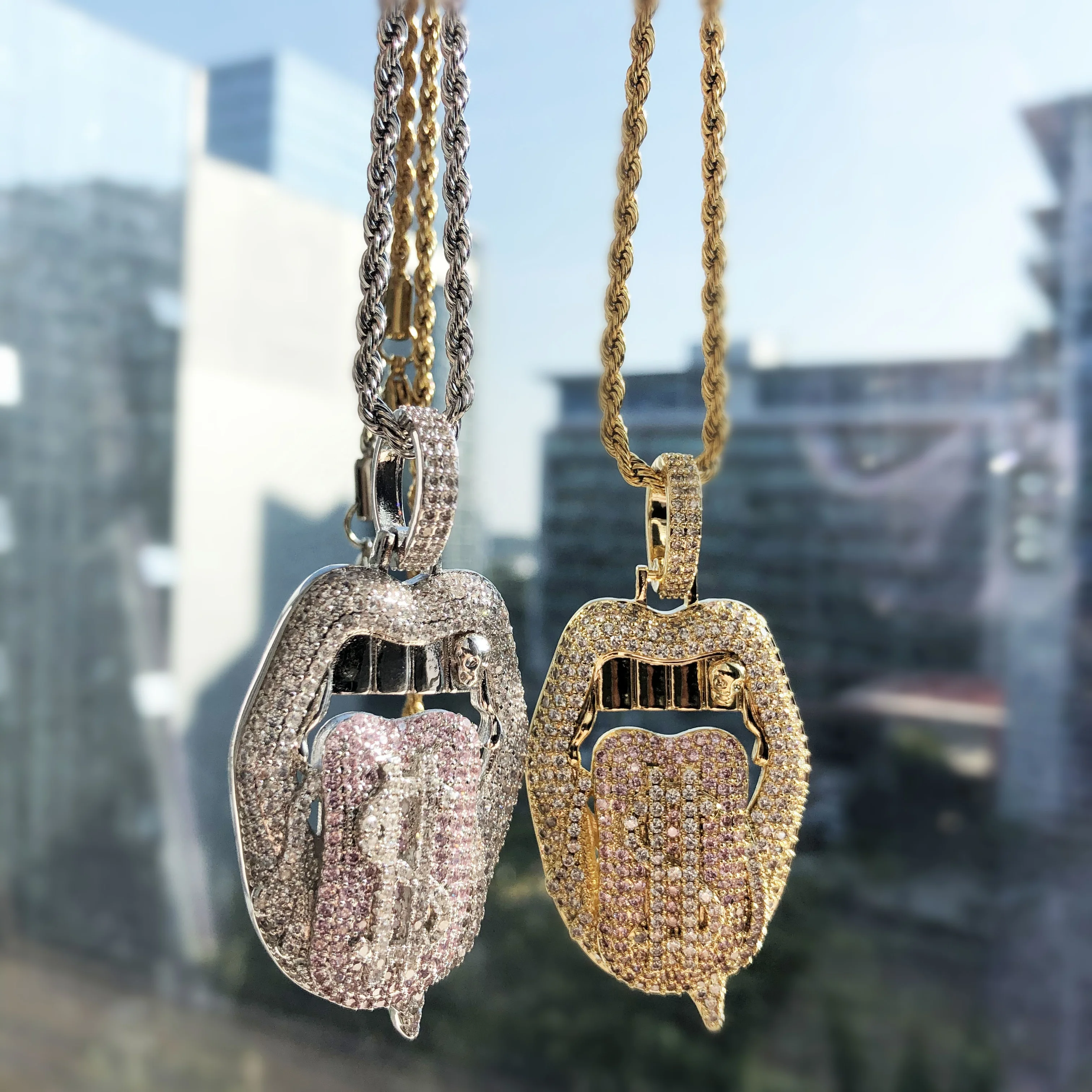 

Mouth Dollar Sign Pendant, Women Open Mouth Dollar Sign on Tongue Pendant