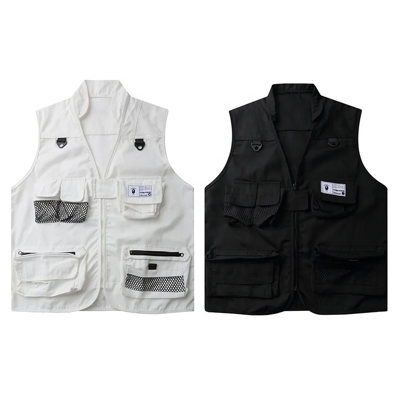 

2020 new design Multi Pocket men's work vest casual loose sleeveless coat, Customized colors