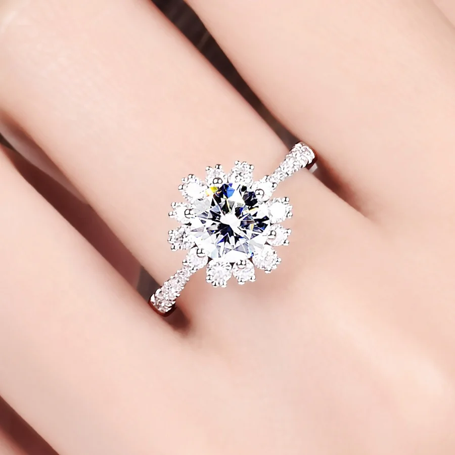 

New Design Flower Rings Fashion Inlay Cubic Zircon Luxury Jewelry For Women Wedding Engagement Best Valentine's Day Gift, Picture shows