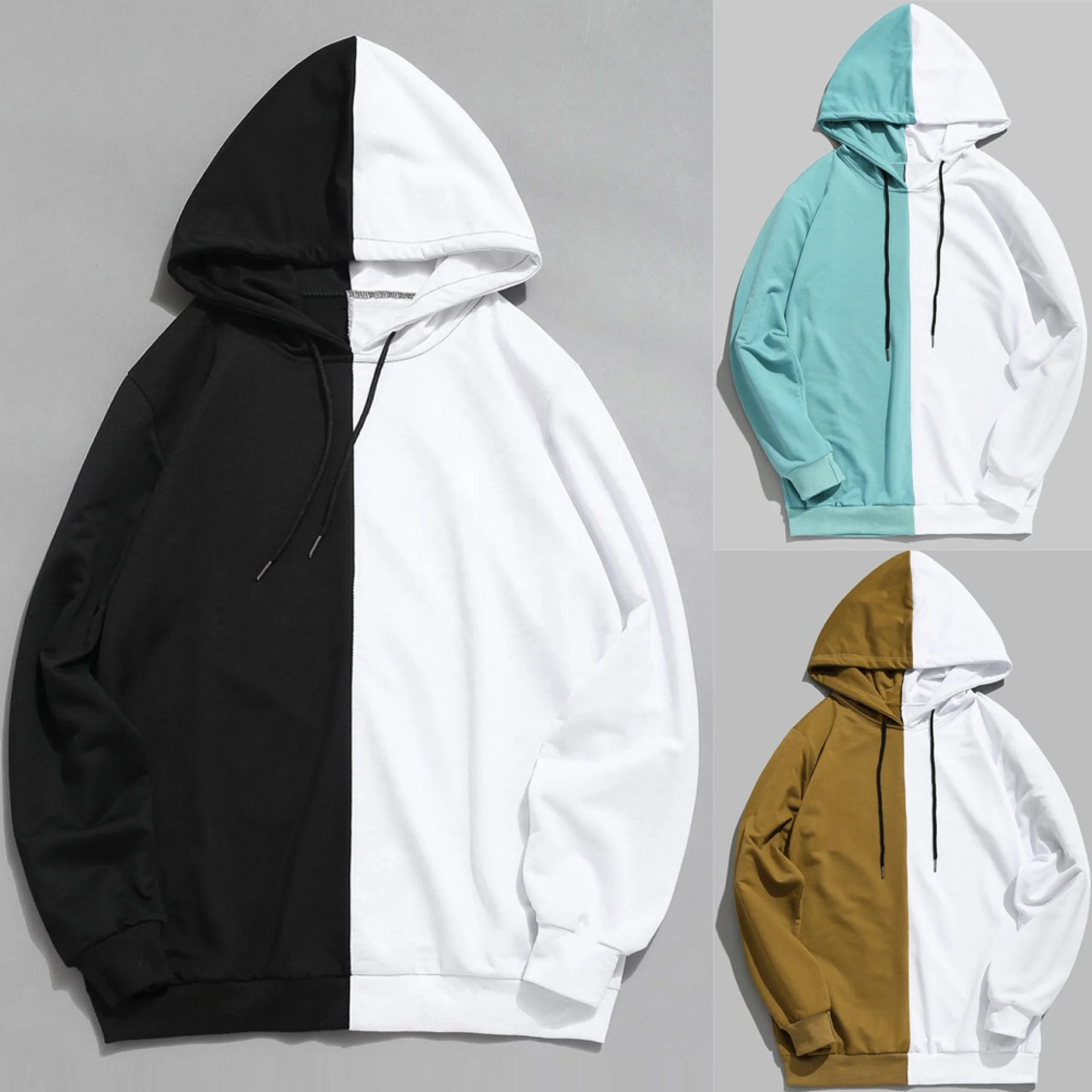 High Quality Custom Two Color Split Pullover Hoodies Wholesale Men ...