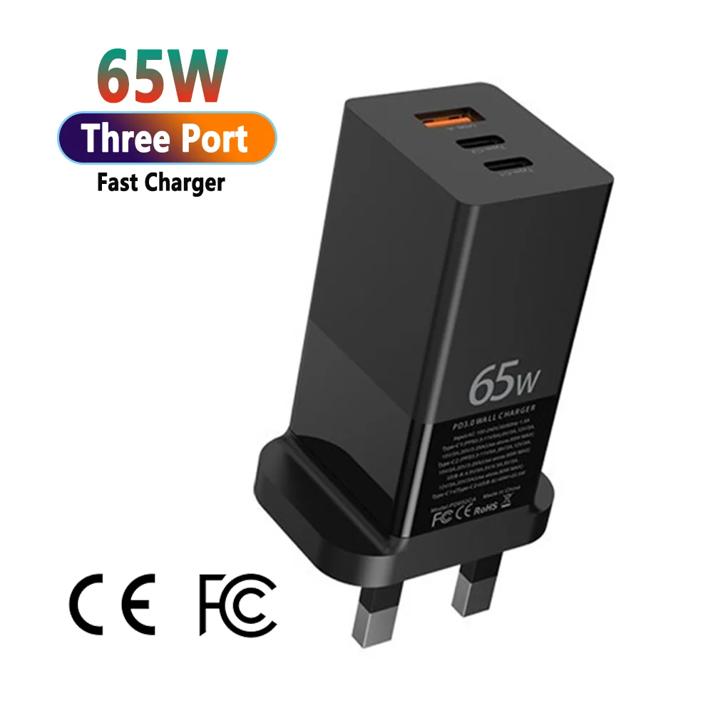 

Free Shipping 1 Sample OK CE FCC New arrival 65W GaN Charger Mini Size PD Fast Charging Wall Charger Travel Adapter
