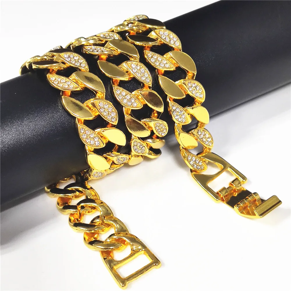 

Hip hop welcomed rapper accessories jewelry men and women newest cuban link chain necklaces, Gold/silver