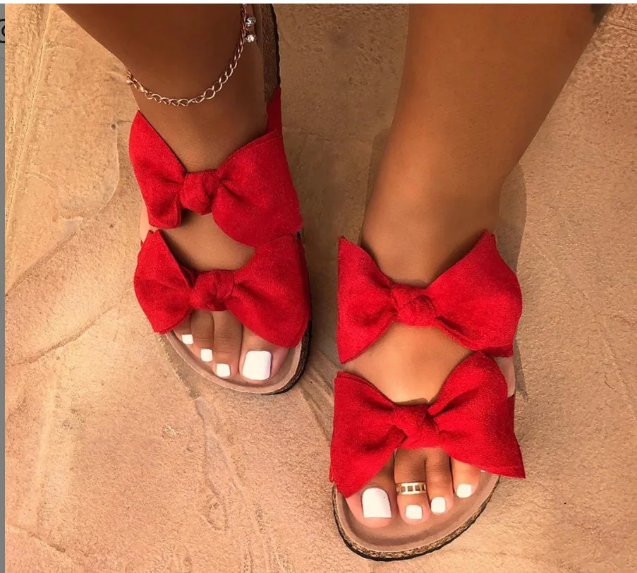 

Fashion Summer Comfortable Women'S Sandals Slippers Non-Slip Leopard Bow Shoes